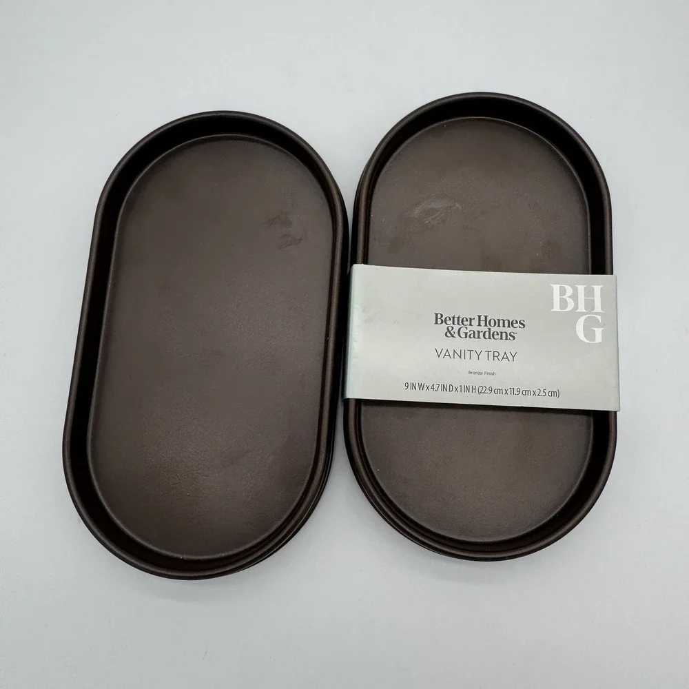 Better Homes & Gardens Vanity Tray Set Of‎ 2 Bronze Oval Bathroom Decor
